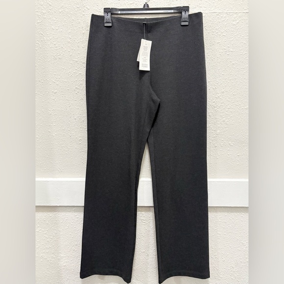 Eileen Fisher Melange Viscose Stretch Ponte Straight Leg Charcoal Pants NWT S